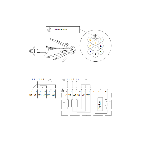 Погружной канализационный насос Grundfos SEV.100.100.55.4.51D.R артикул 96889345 – схема подключения